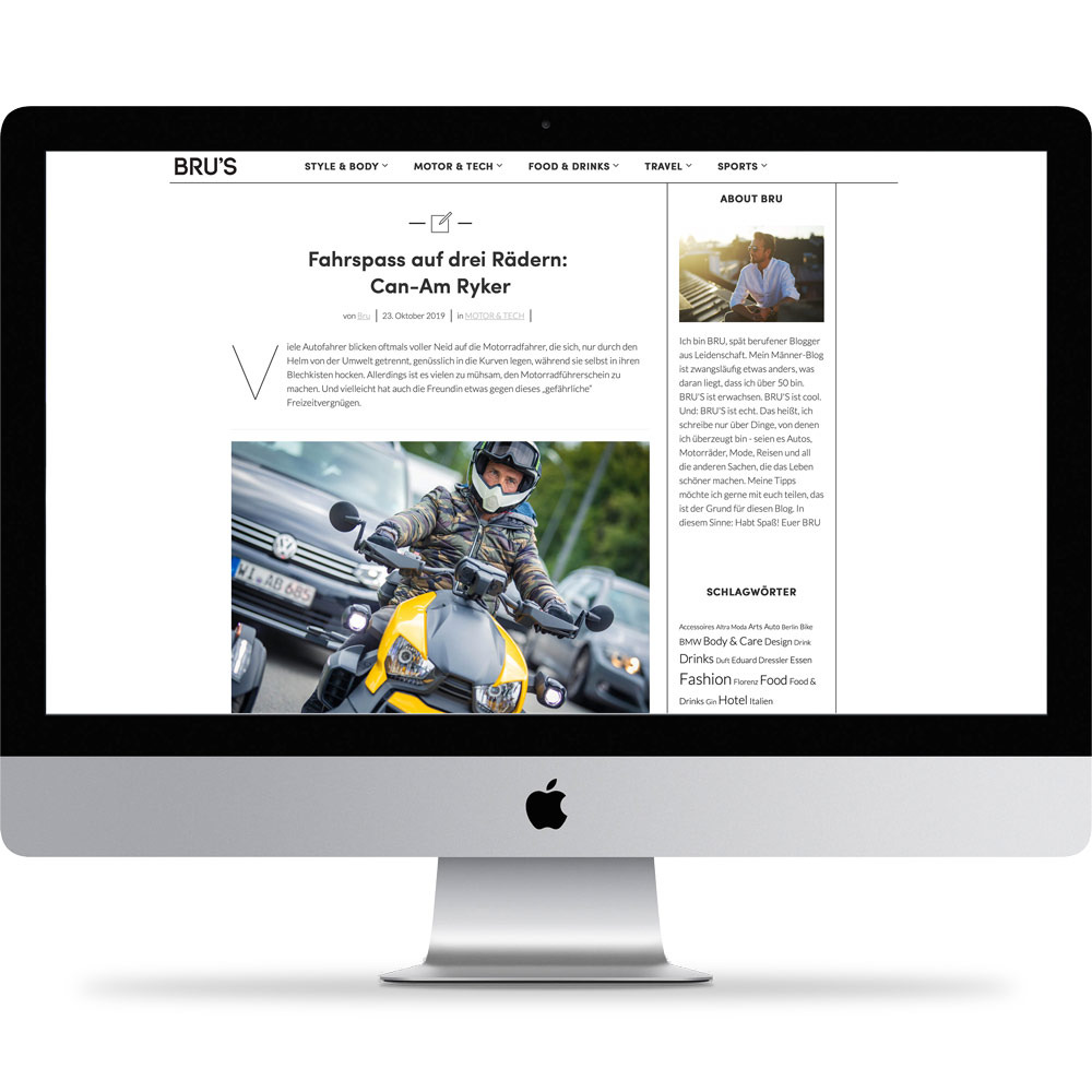 Screenshot Website Brus World Influencer aus München