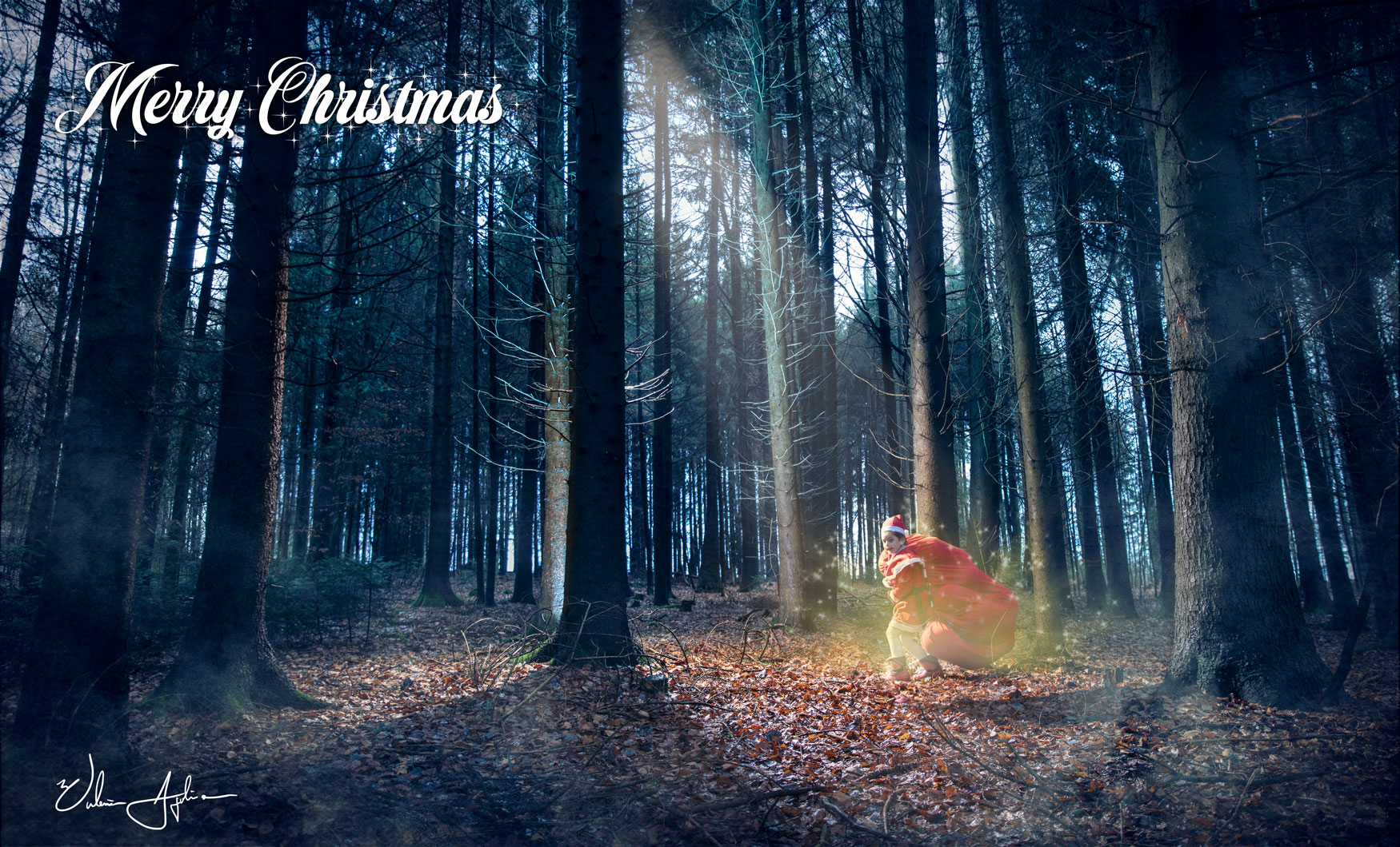 Santa baby im Wald - Fotoshooting für eine Werbe- und Social Kampagne
